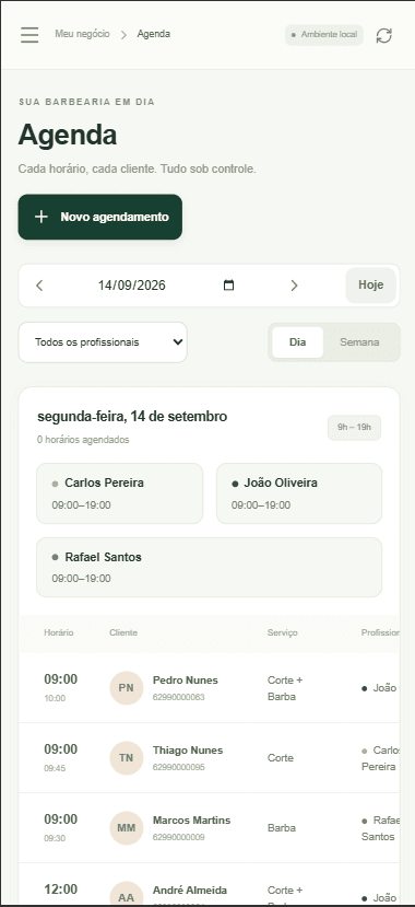 Agenda do CortePilot no celular