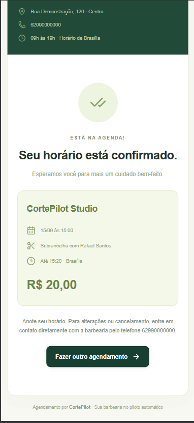 Tela real: A agenda recebe