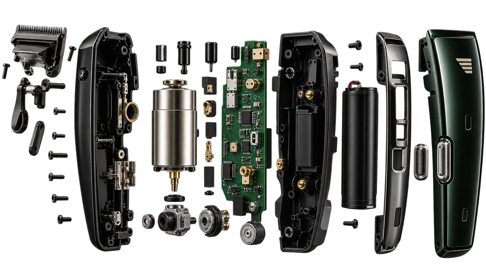 Vista explodida da máquina de corte, mostrando seus componentes internos