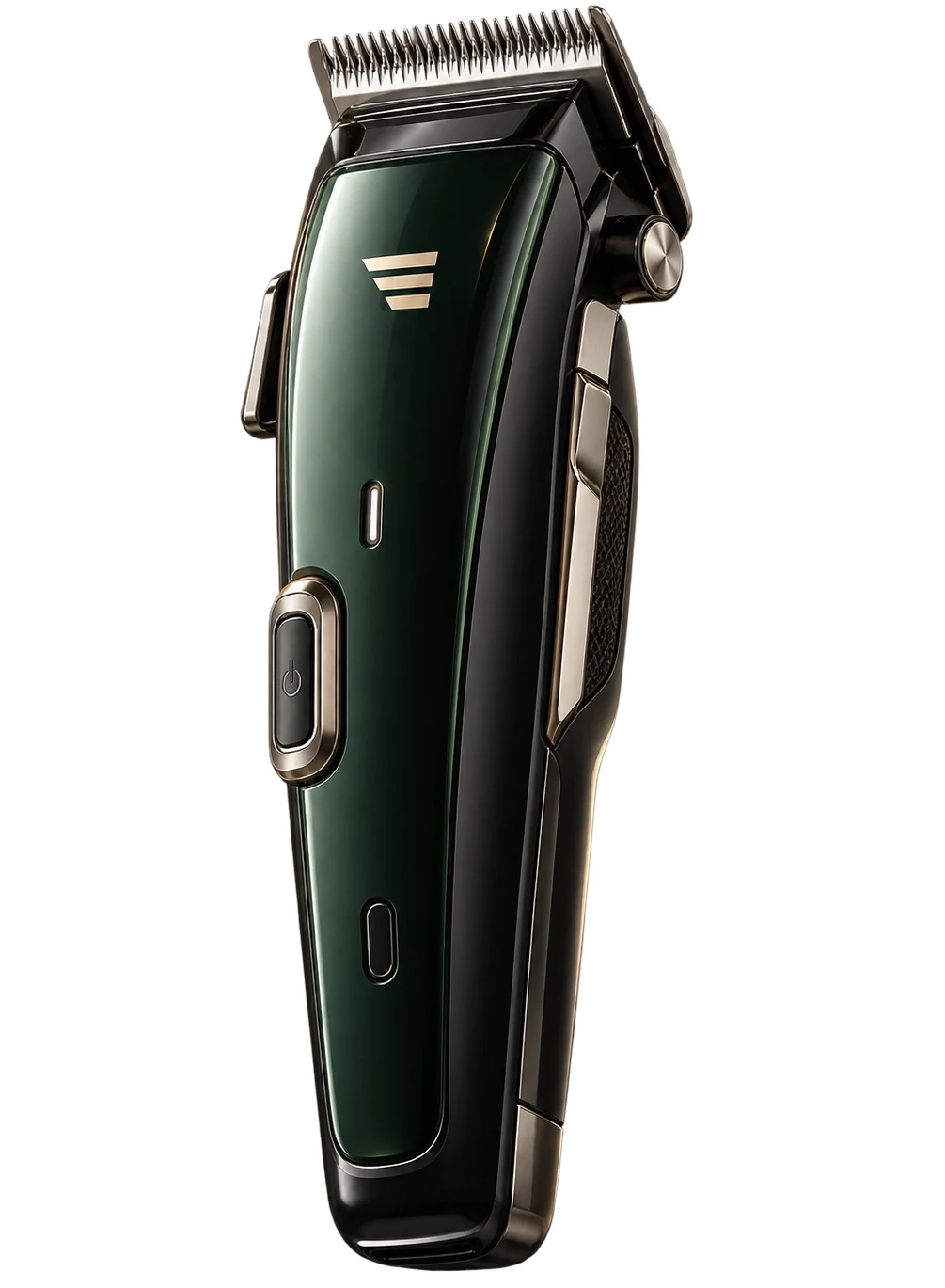 Máquina de corte premium em verde escuro, usada como metáfora visual para precisão e organização